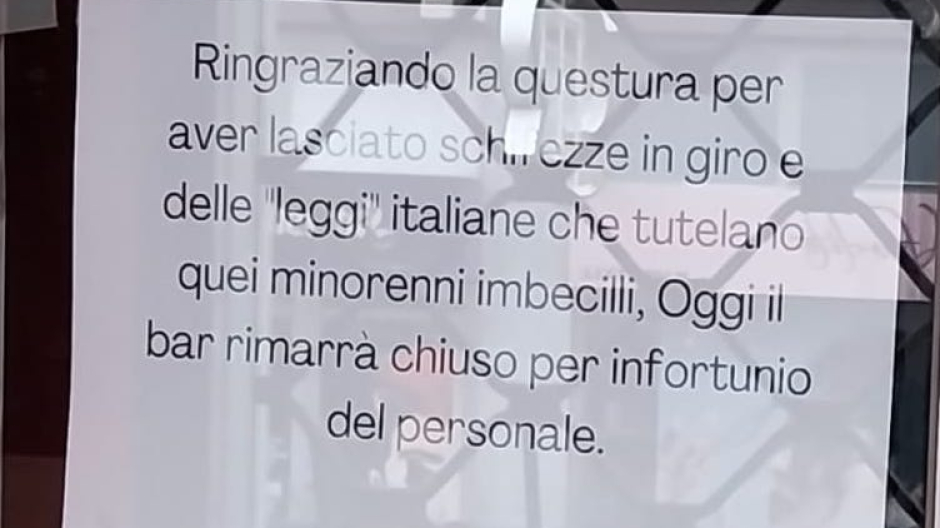 Rissa tra barista e minorenne, locale chiuso 